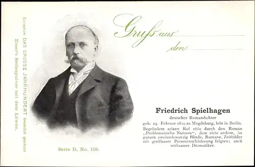 Ak Dichter Friedrich Spielhagen