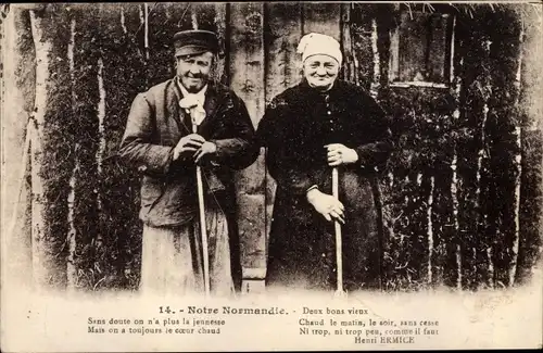 Ak Normandie, Mann und Frau in Trachten