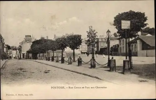 Ak Pontoise Val d'Oise, Rue Carnot et Parc aux Charrettes