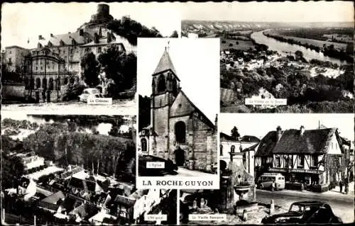 Ak La Roche-Guyon Val d'Oise, Château, Église, Ort