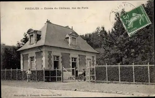 Ak Presles Val d'Oise, Entrée du Château, rue de Paris