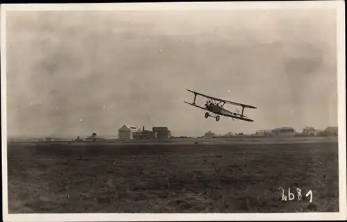 Foto Dresden Flugfeld, Kunstflugzeug D-198, Doppeldecker, Chlorodont Werbung