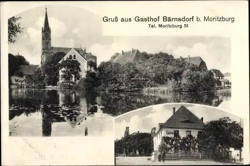 Ak Bärnsdorf Radeburg Sachsen, Gasthof, Ortsansicht, Kirche