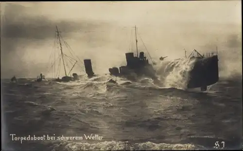 Ak Deutsches Kriegsschiff, Torpedoboot bei schwerem Wetter