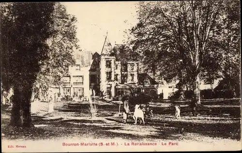 Ak Bourron Marlotte Seine et Marne, La Renaissance, Le Parc