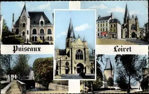 Ak Puiseaux Loiret, Église, Châteaux