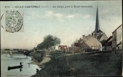 Ak Sully sur Loire Loiret, Vieux Port à Saint Germain