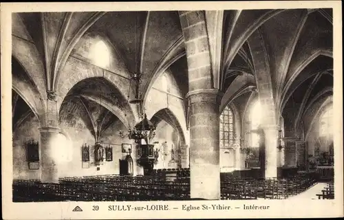 Ak Sully sur Loire Loiret, Église Saint Ythier, Intérieur