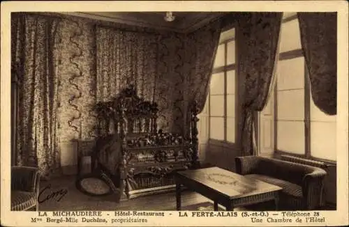 Ak La Ferté Alais Essonne, La Michaudière, Intérieur de l´Hôtel