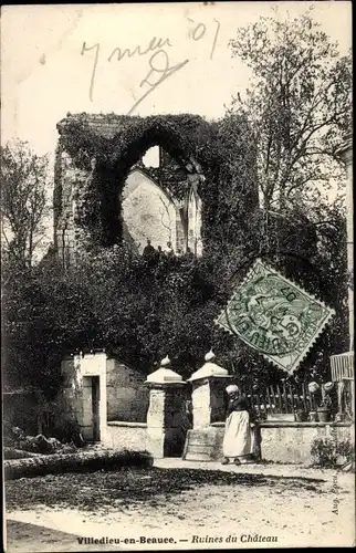 Ak Villedieu en Beauce Loir et Cher, Ruines du Château