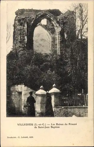 Ak Villedieu Loir et Cher, Ruines du Prieuré de Saint Jean Baptiste