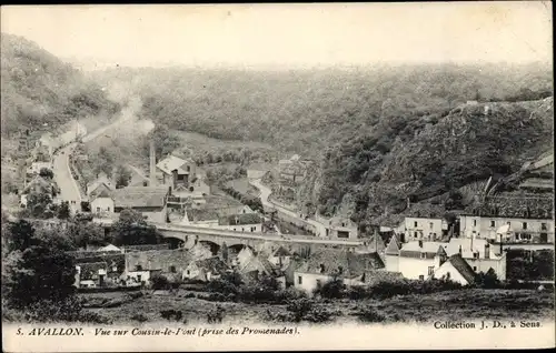 Ak Avallon Yonne, Vue sur Cousin le Pont