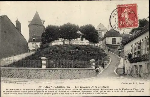 Ak Saint Florentin Yonne, Escaliers de la Montagne