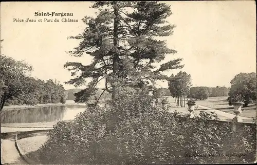 Ak Saint Fargeau Yonne, Pièce d´Eau et Parc du Château