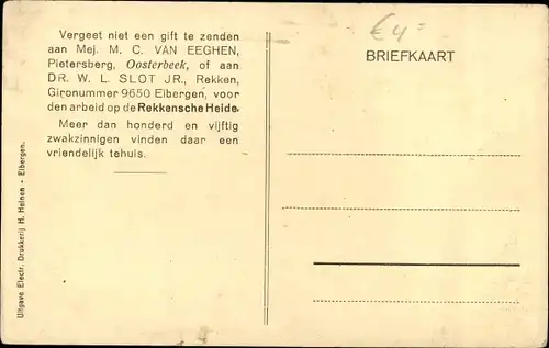 Ak Eibergen Gelderland, Ons Recreatiegebouw, van buiten gezien