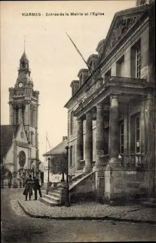Ak Viarmes Val-d´Oise, Entrée de la Mairie l'Église