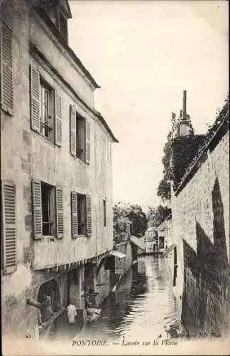 Ak Pontoise Val d'Oise, Lavoir sur la Viosne