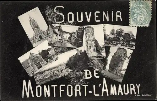 Ak Montfort l´Amaury Yvelines, Souvenir, Église, Tour, Monument