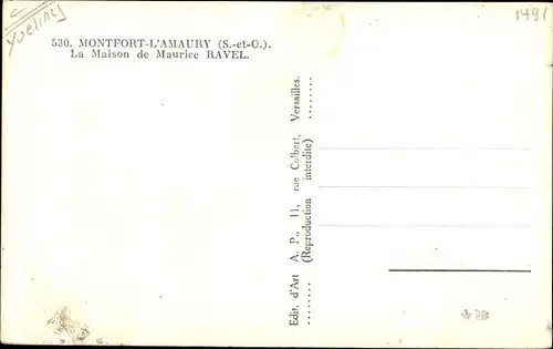 Ak Montfort l´Amaury Yvelines, Maison de Maurice Ravel