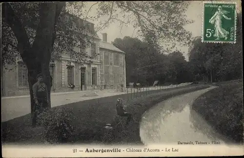 Ak Aubergenville Yvelines, Château d´Acosta, Le Lac