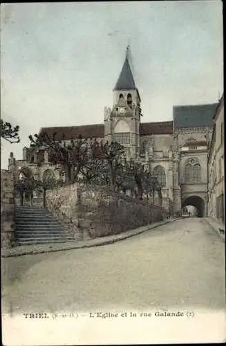 Ak Triel sur Seine Yvelines, Église et Rue Galande