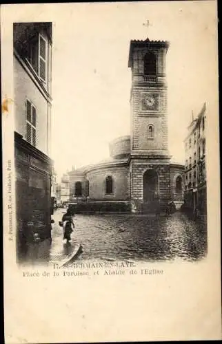 Ak Saint Germain en Laye Yvelines, Place de la Paroisse et Église