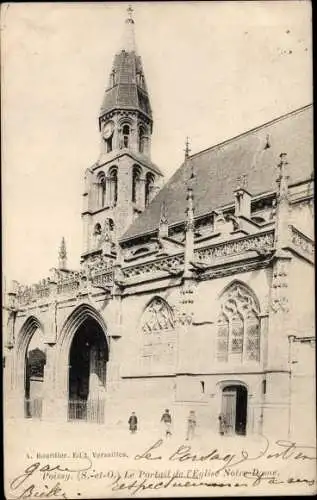 Ak Poissy Yvelines, Portail de l´Église Notre Dame