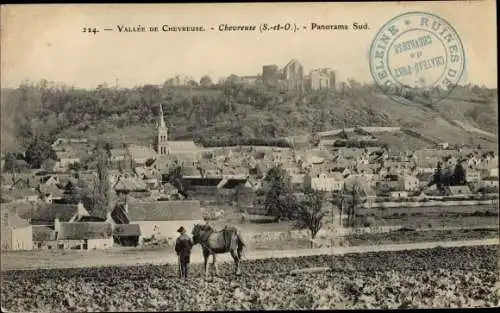 Ak Chevreuse Yvelines, Panorama Sud, Ruines de la Madeleine