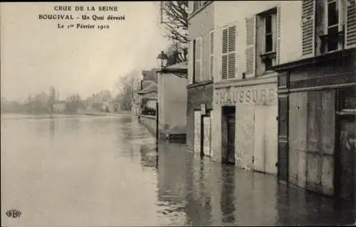 Ak Bougival Yvelines, Un Quai dévasté, Crue de la Seine 1910