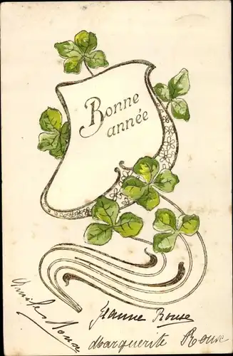 Präge Ak Glückwunsch Neujahr, Kleeblätter