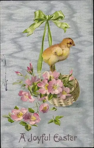 Ak Glückwunsch Ostern, Küken, Blumen