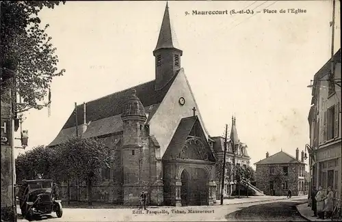 Ak Maurecourt Yvelines, Place de l´Église