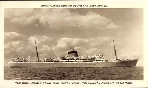 Ak Steamer Carnarvon Castle, Dampfschiff, Union Castle Line UC