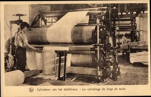Ak Le cylindrage du linge de table, Maschine, Fabrik