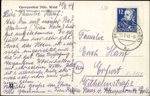 Ak Georgenthal in Thüringen, Kurhaus Schützenhof am Hammerteich