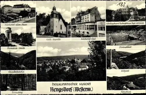 Ak Rengsdorf im Westerwald, Kurhotel Eul, Hotel zum Stern, Kapelle, Köppel, Bismarcksäule