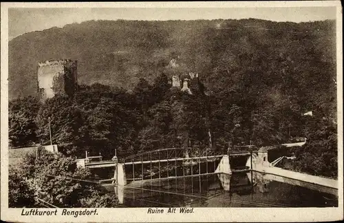 Ak Rengsdorf im Westerwald, Ruine Alt Wied, Brücke