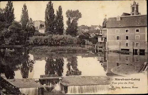 Ak Moret-sur-Loing Seine et Marne, Vue prise du Pont