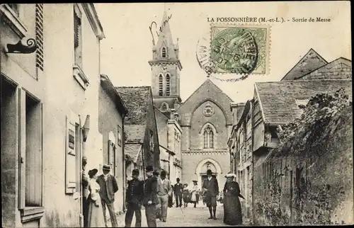 Ak La Possonnière Maine-et-Loire, Sortie de Messe