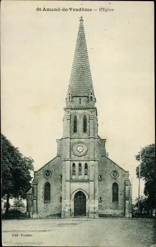 Ak Saint Amand de Vendome Loir et Cher, L´Église