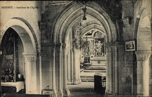 Ak Boisney Eure, Intérieur de l´Église