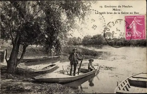 Ak Mézy-sur-Seine Yvelines, Petit Bras de la Seine au Bac