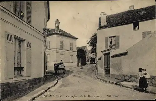 Ak Mézy-sur-Seine Yvelines, Carrefour de la Rue Haute