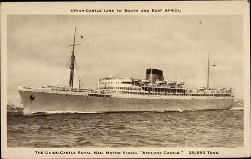 Ak Steamer Athlone Castle, Dampfschiff, Union Castle Line UC