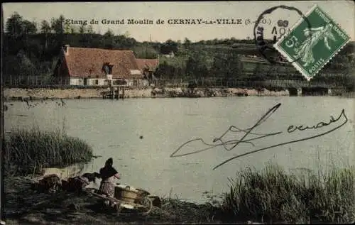 Ak Cernay la Ville Yvelines, Étang du Grand Moulin