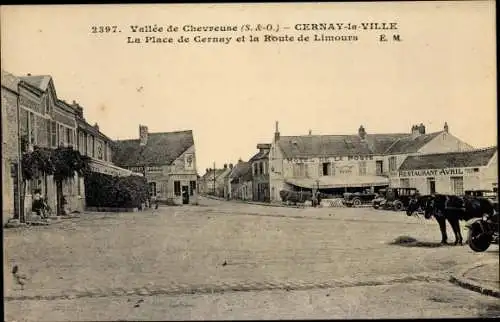 Ak Cernay la Ville Yvelines, Place et Route de Limours