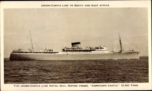 Ak Steamer Capetown Castle, Dampfschiff, Union Castle Line UC