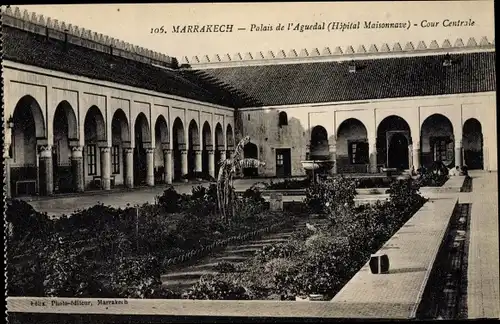 Ak Marrakesch Marokko, Palais de l'Aguedal, Cour Centrale