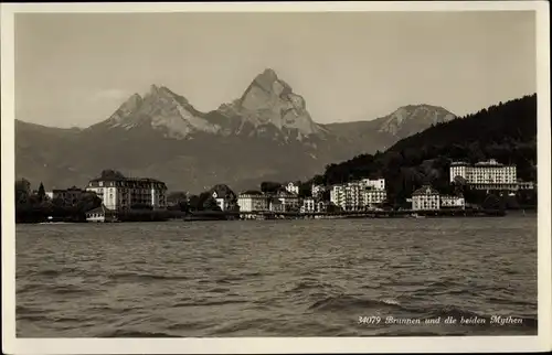 Ak Brunnen Kt Schwyz, Ort mit den Mythen