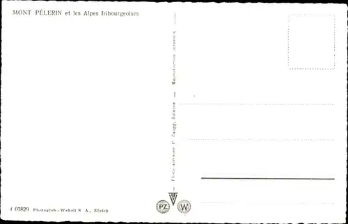 Ak Kt Waadt Schweiz, Mont Pelerin et les Alpes fribourgeoises